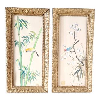 2 tableau d'aquarelles chinoises du XIX siècle