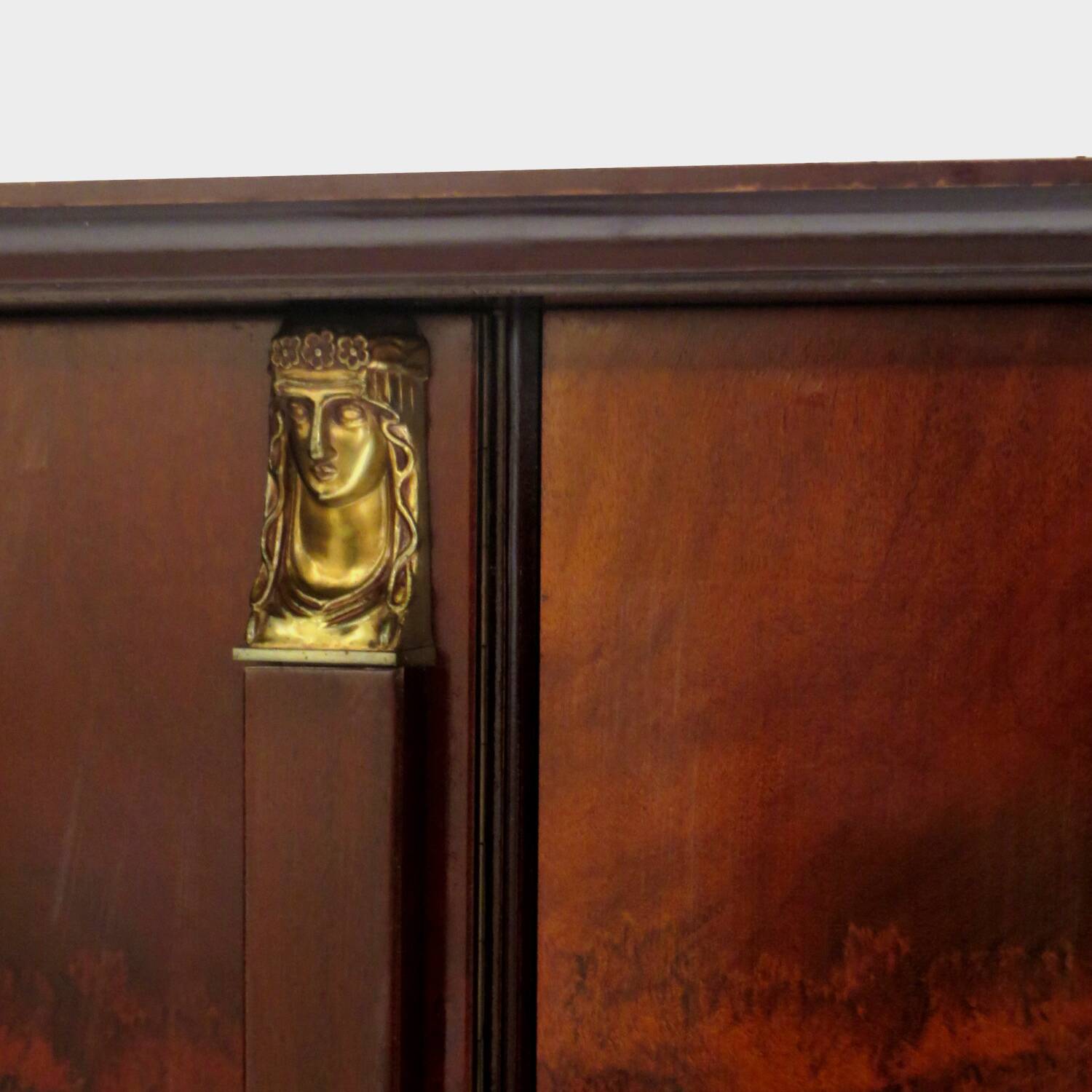 Large 5-door Art Deco wardrobe in flame mahogany, 1920s – 1930s