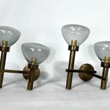 Pair of brass and glass sconces by Sciolari. Italian modern from 70s