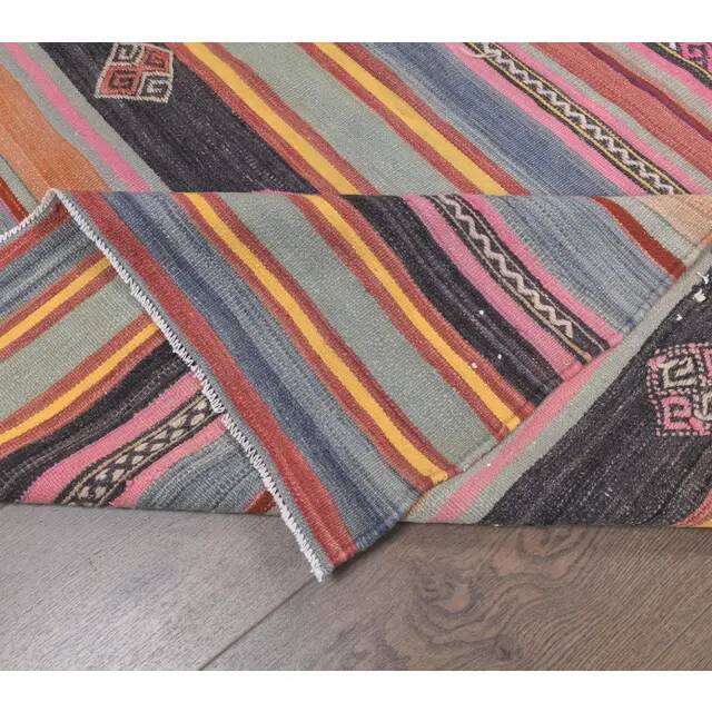 Turkish handwoven wool kilim rug 116x325