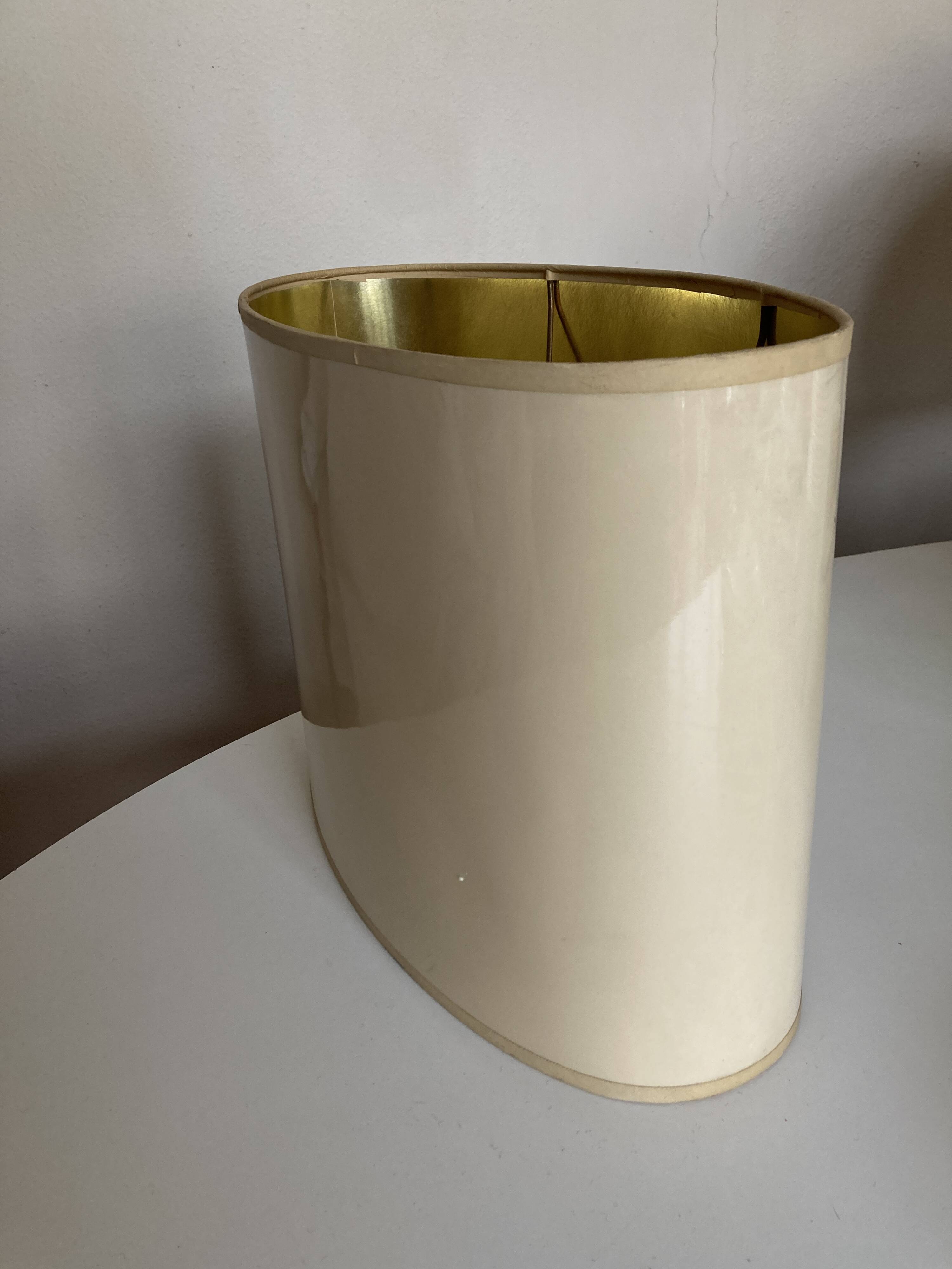 Oval lampshade hot water bottle lamp lacquered cardboard lined with gold 1970