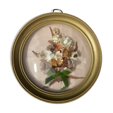 Old miniature frame dried flowers XXth