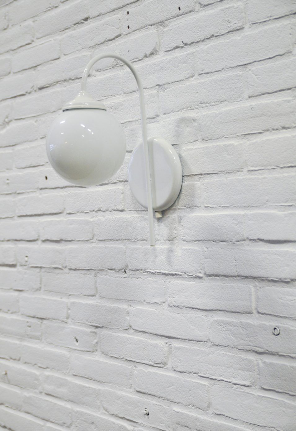 White vintage glass wall lamp