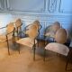 Lot de 6 chaises en métal cuivré et Nubuck de Starck pour Belgo Chrom