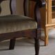 Hand-carved oak and velvet armchair, Danish furniture maker, Art Nouveau, 1939