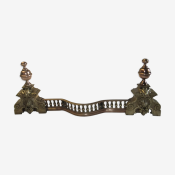 Barre de cheminée bronze XIX Devanture garniture Foyer accessoire Louis XV