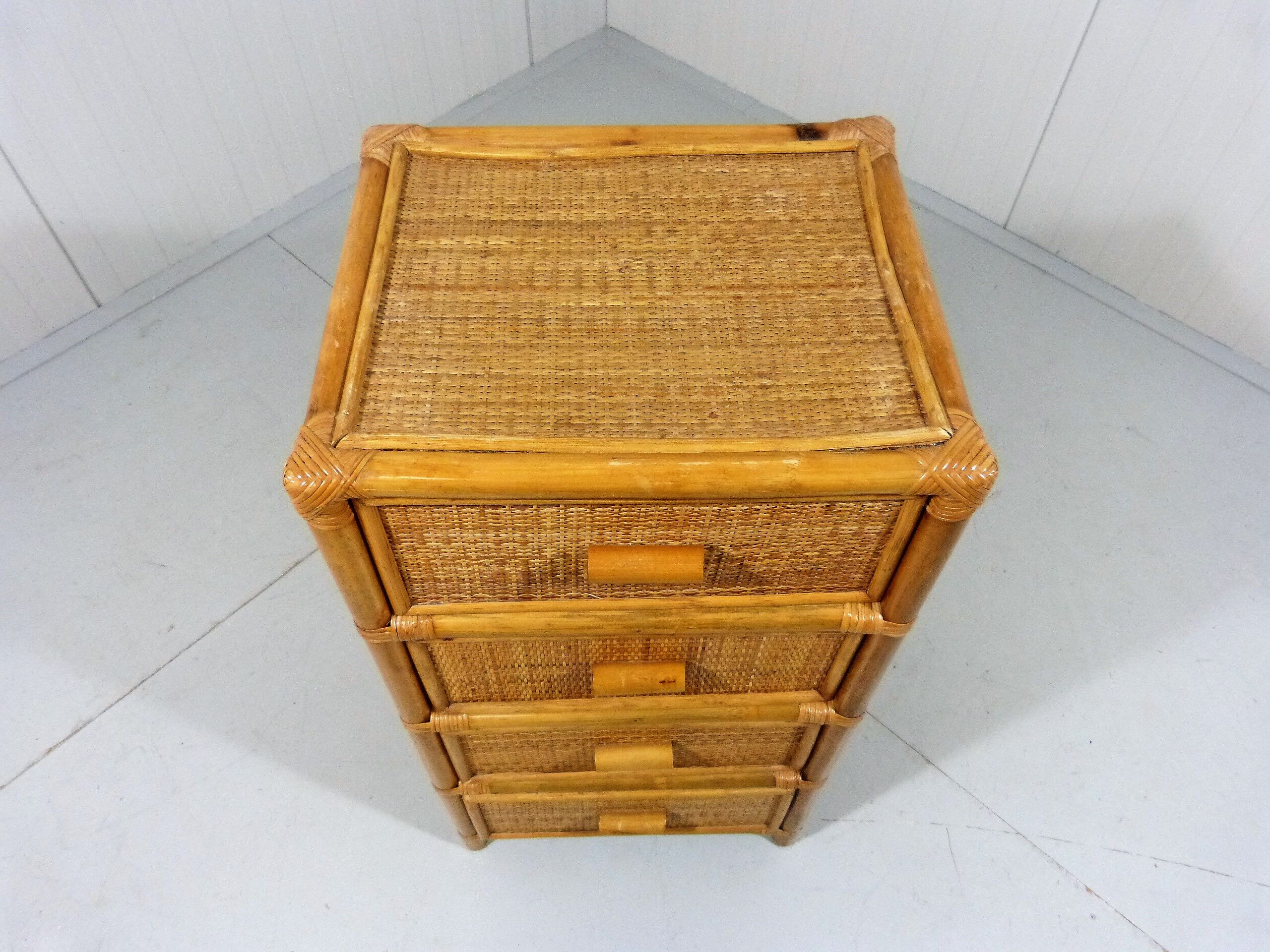 Rattan and wicker chest of drawers, 1970s