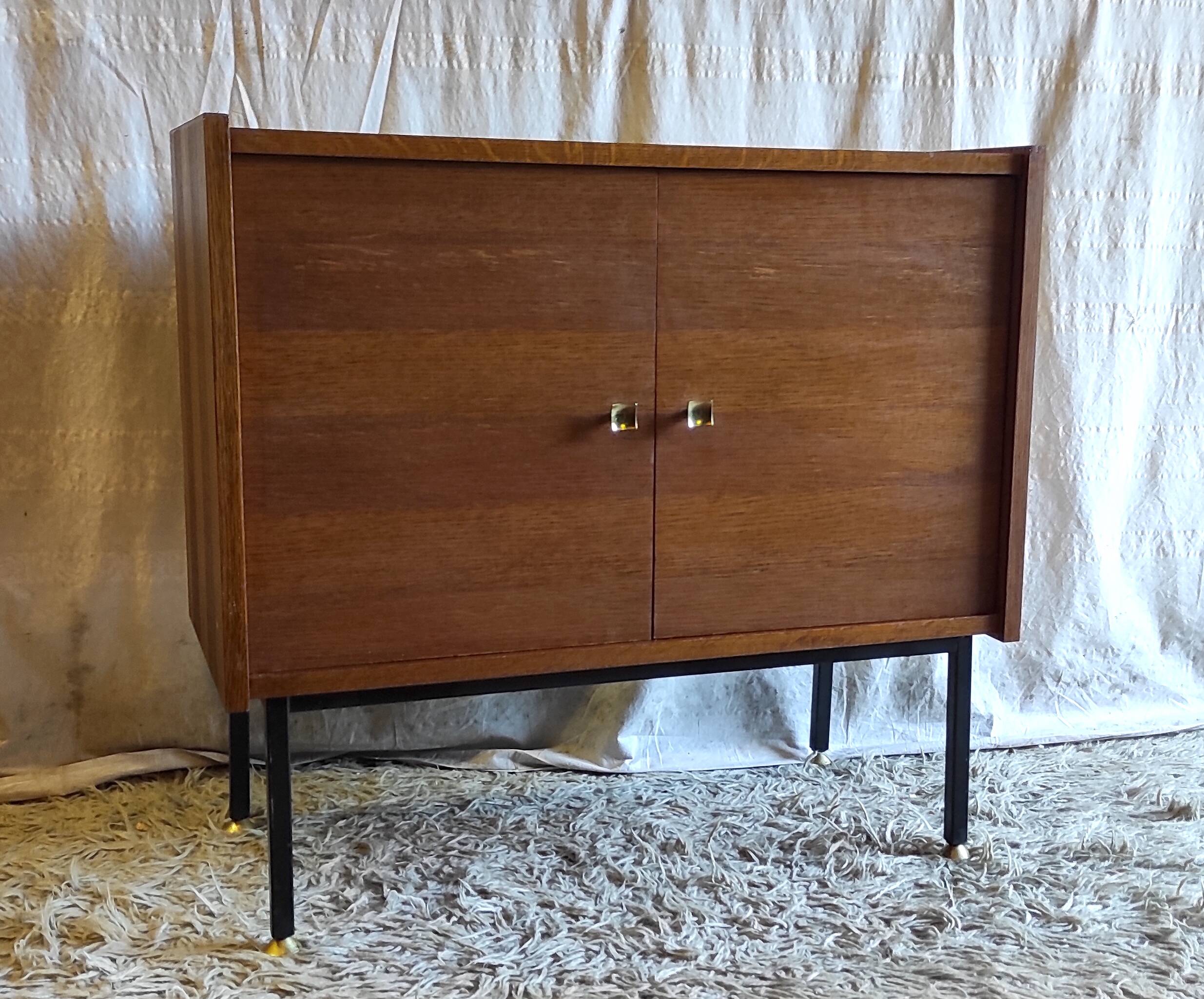 Modernist oak and metal sideboard - mid-20th century