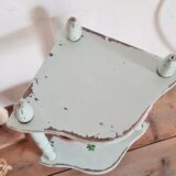 Old green patinated wooden shelf