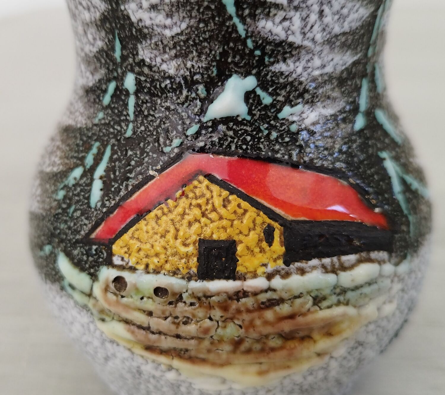 Vallauris ceramic vase signed tess vintage mountain decor