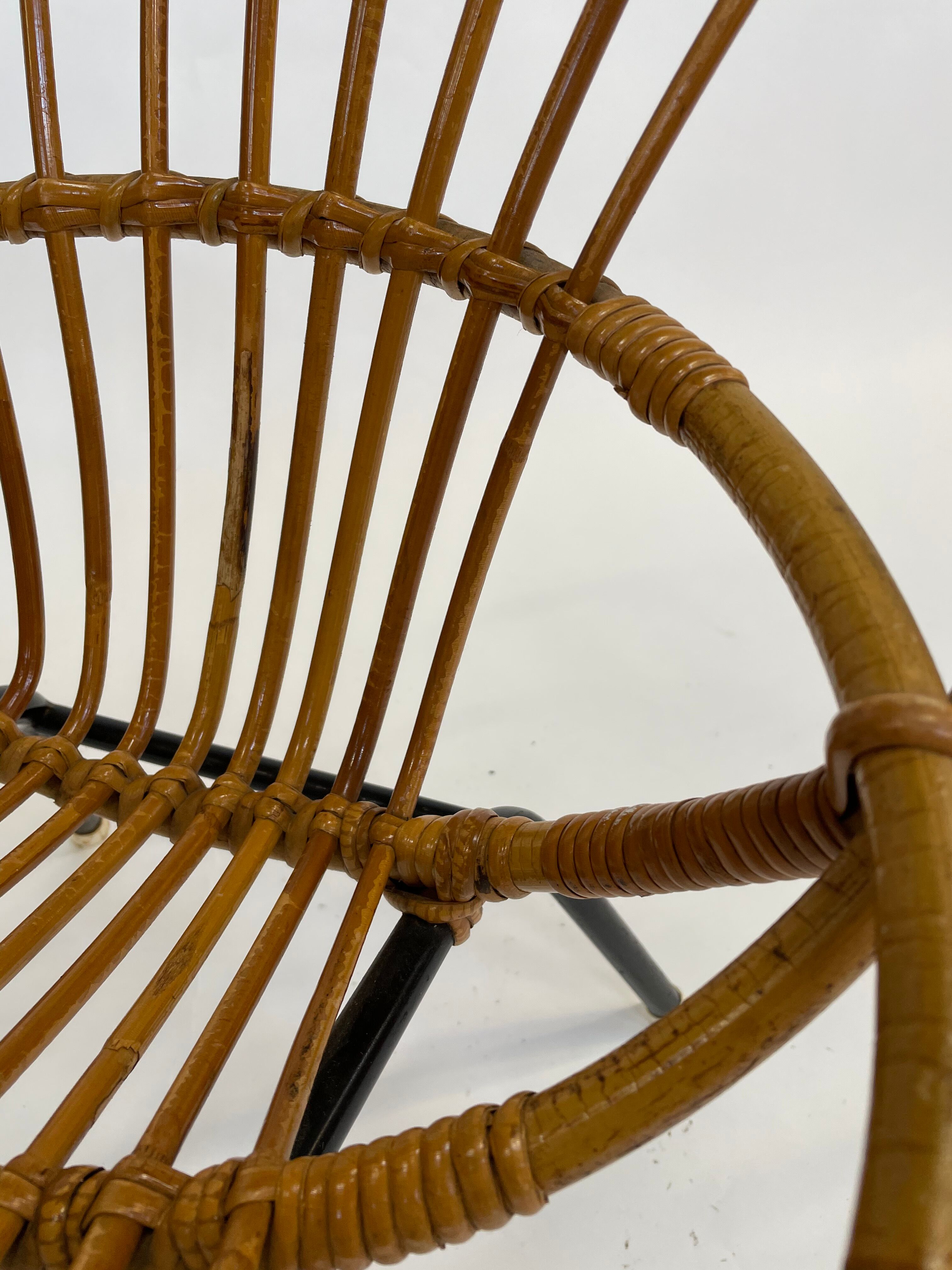 Vintage Rattan children's chair Rohe Noordwolde 1960s Design