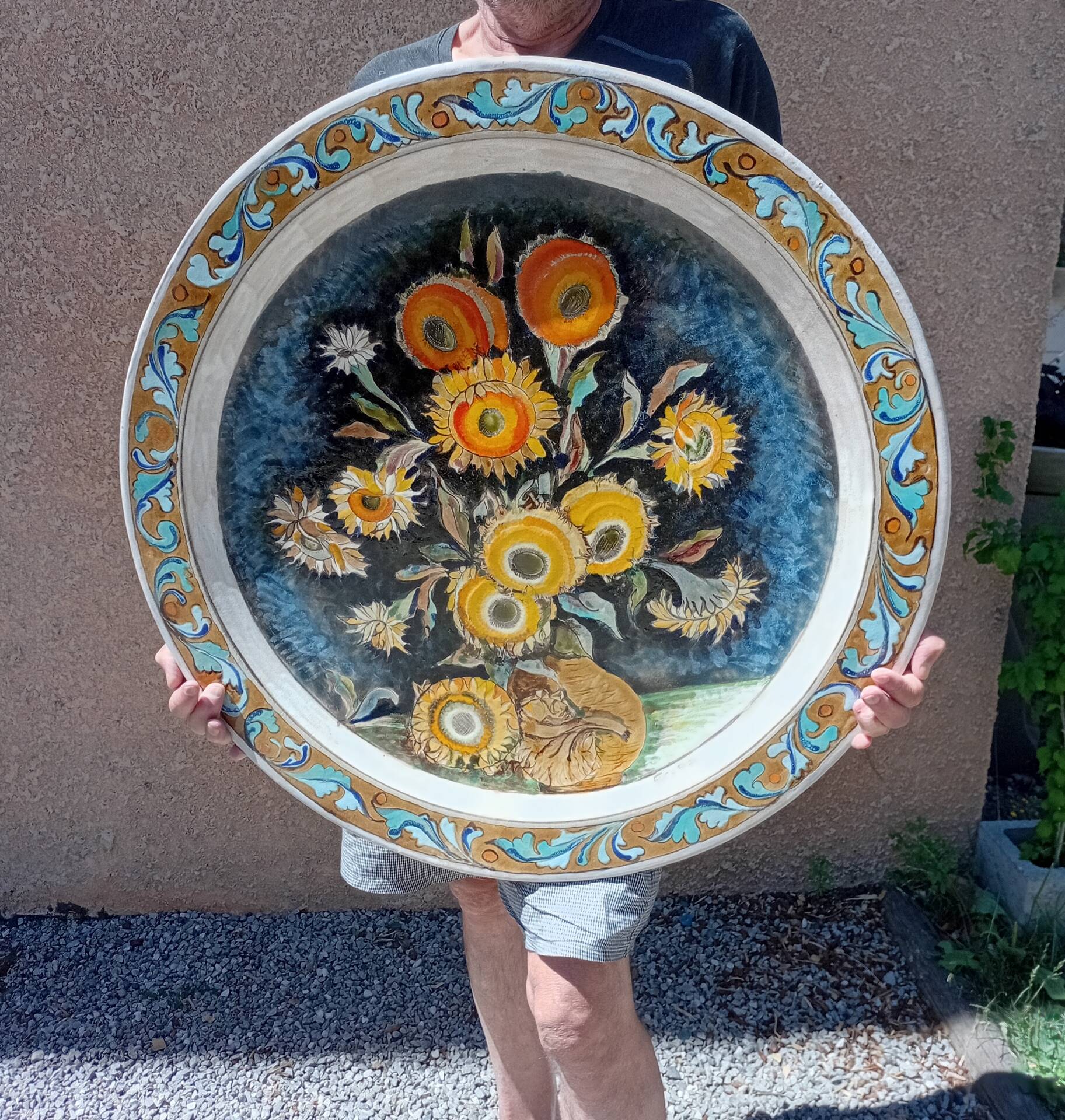 Immense wall plate Elio Schiavon circa 1980