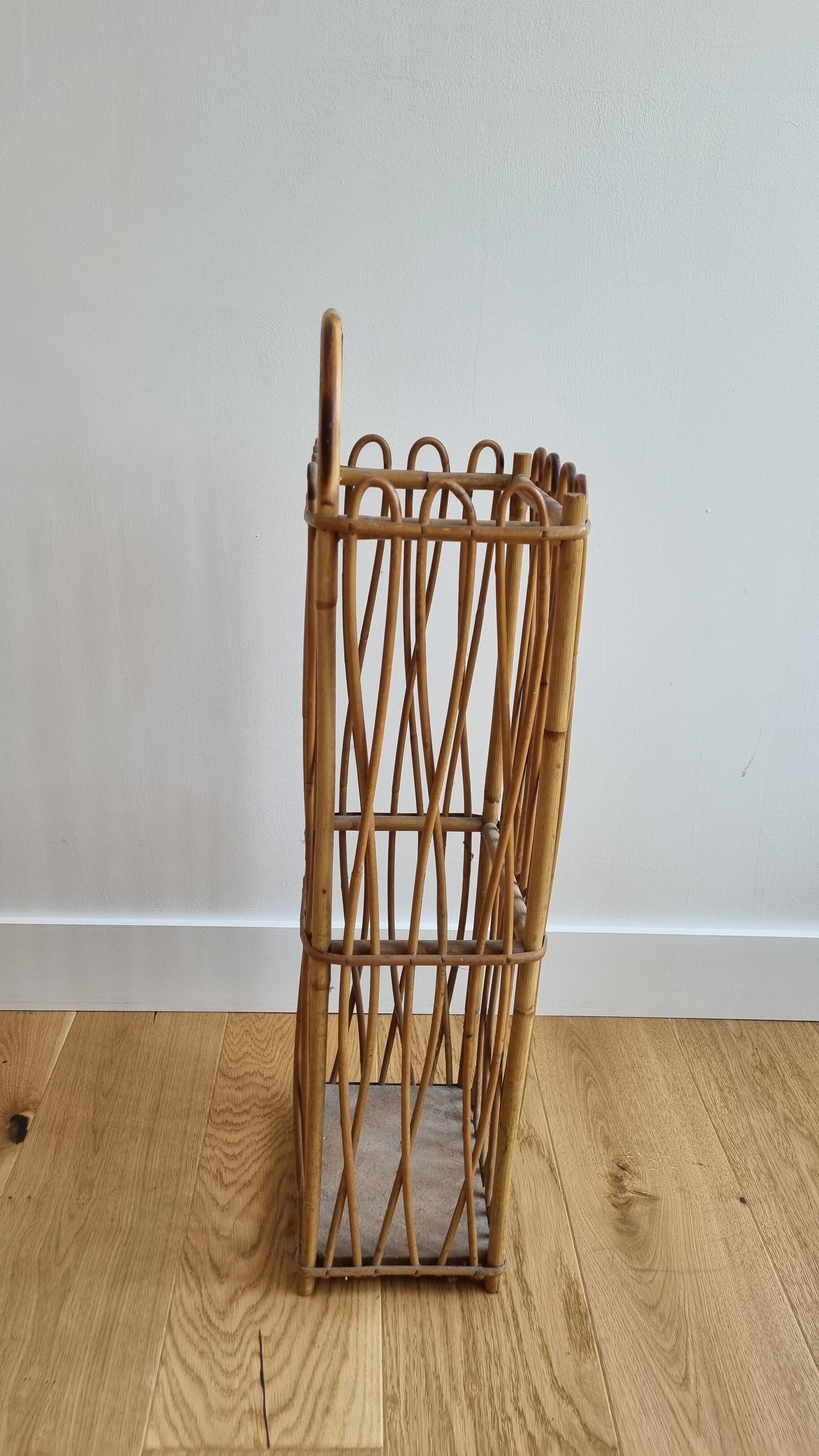 Vintage rattan bread hutch