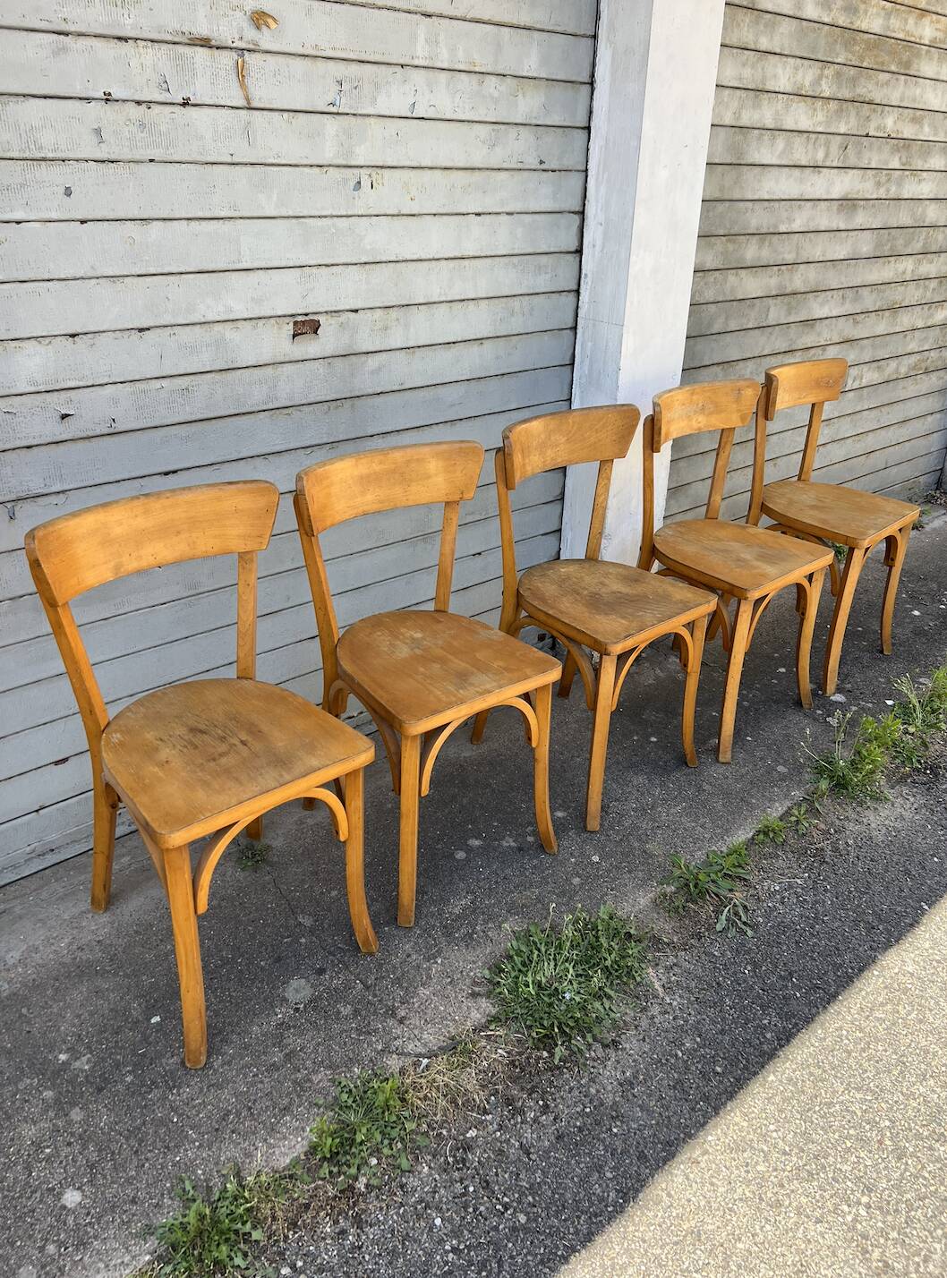 5 chaises bistrot Lutherma en bois