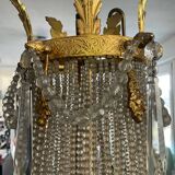 Large 19th century Empire Montgolfière chandelier in bronze and crystal