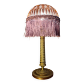 brass column lamp, worked brass from 1880 with cut glass dome, 45x22, superb