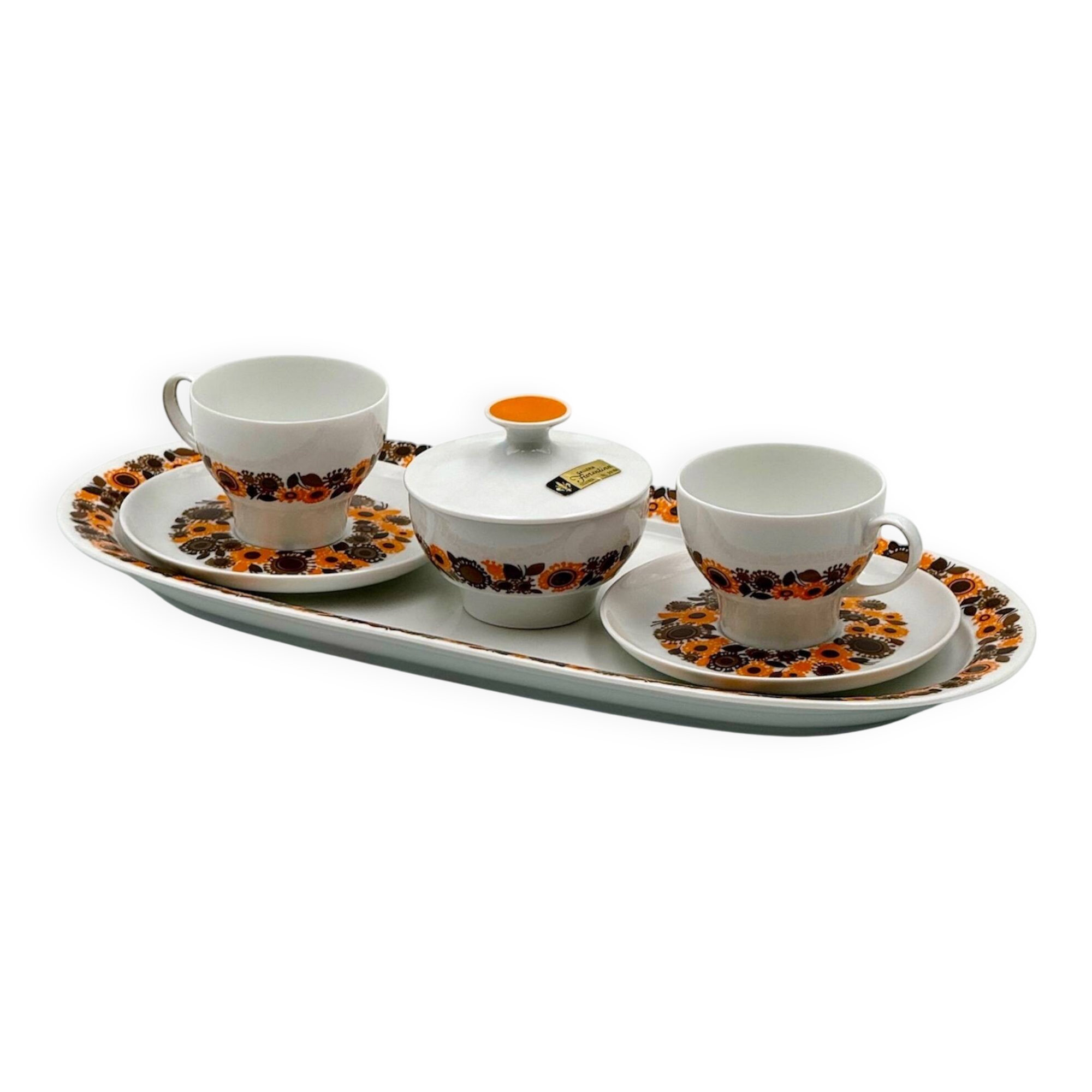 Service à café Thomas Rosenthal années 70 en porcelaine florale