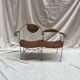 Contemporary double bench in wood and metal by Francis Veillerot (2004)
