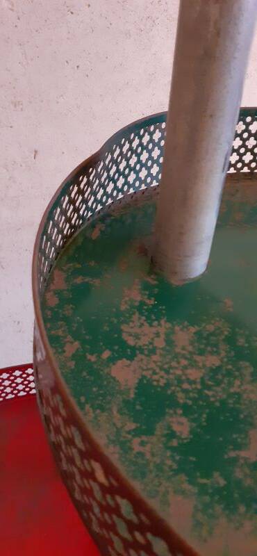 Grocery store display 1950 1960 Paris France perforated sheet metal rigitulle