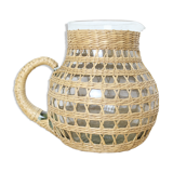 Wicker/rattan pitcher and glass