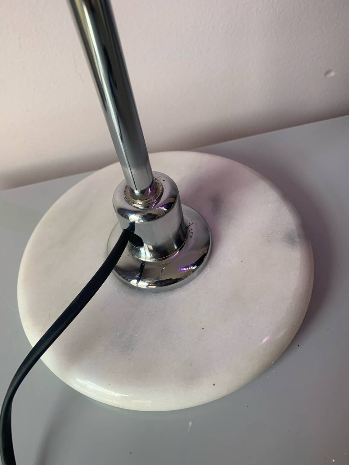 Vintage 70s chrome and marble lamp