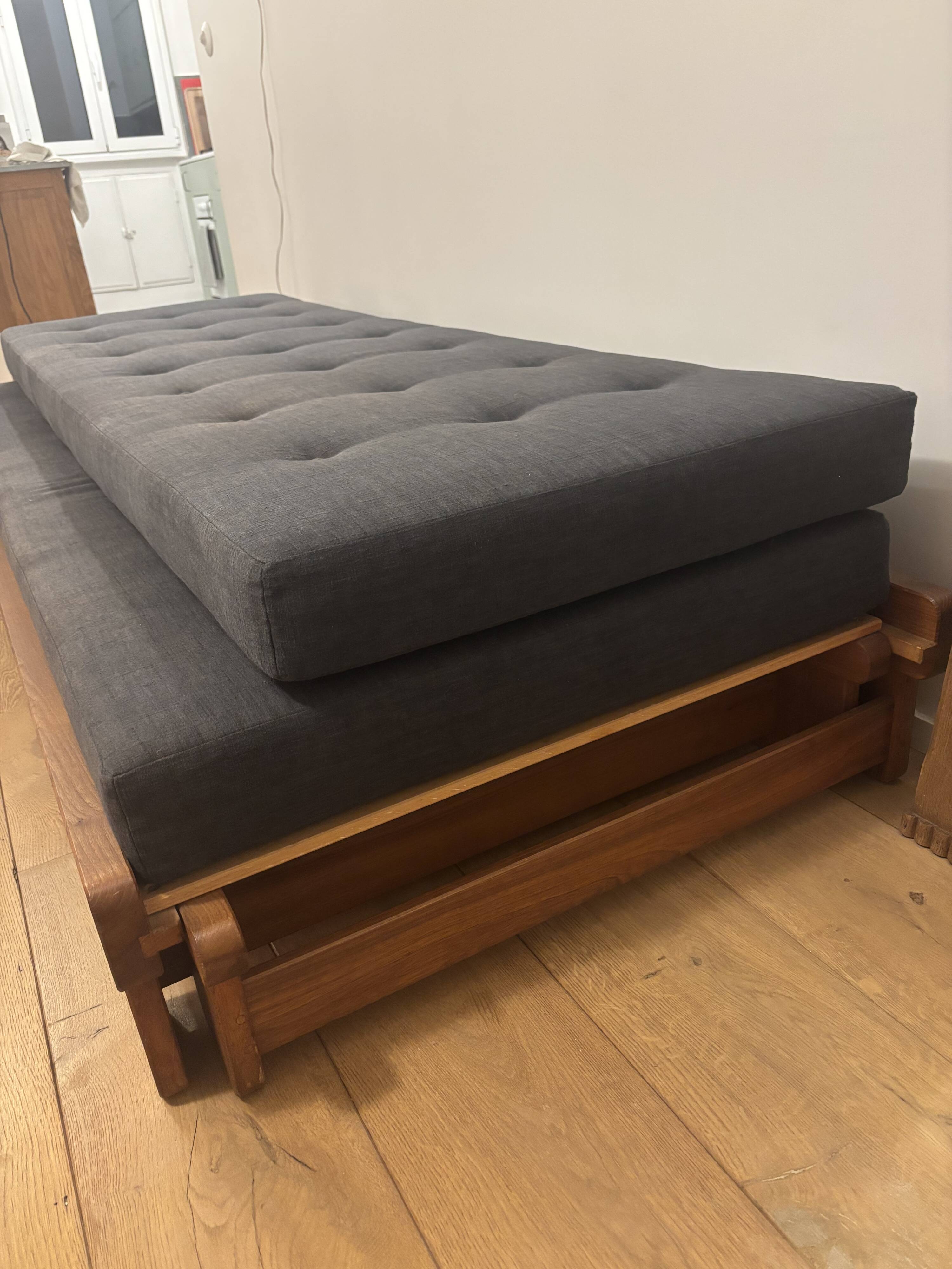 Vintage oak convertible bench by Alain Gaubert