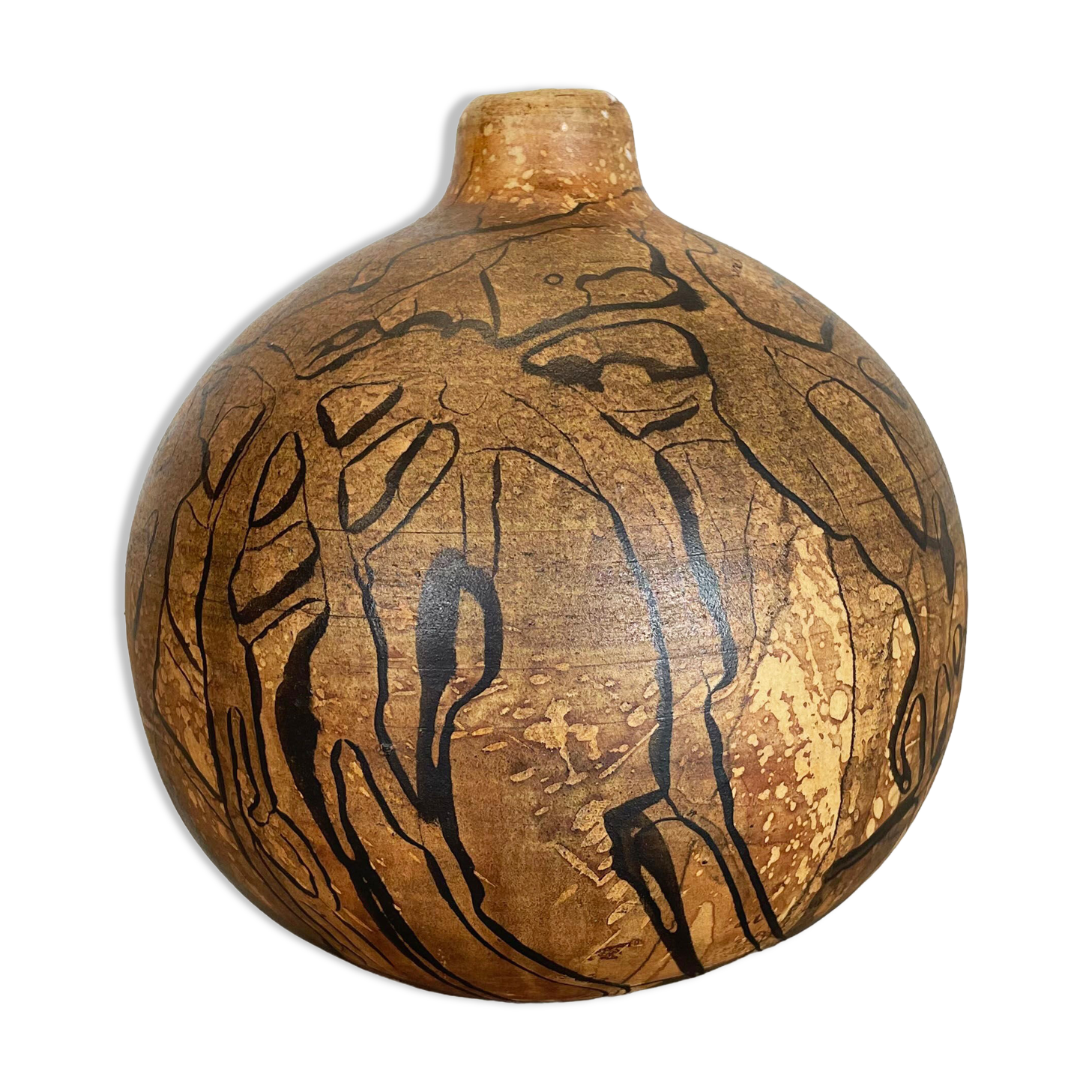 Vase en poterie d’atelier en céramique abstraite par Gerhard Liebenthron, Allemagne, années 1970