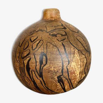 Vase en poterie d’atelier en céramique abstraite par Gerhard Liebenthron, Allemagne, années 1970