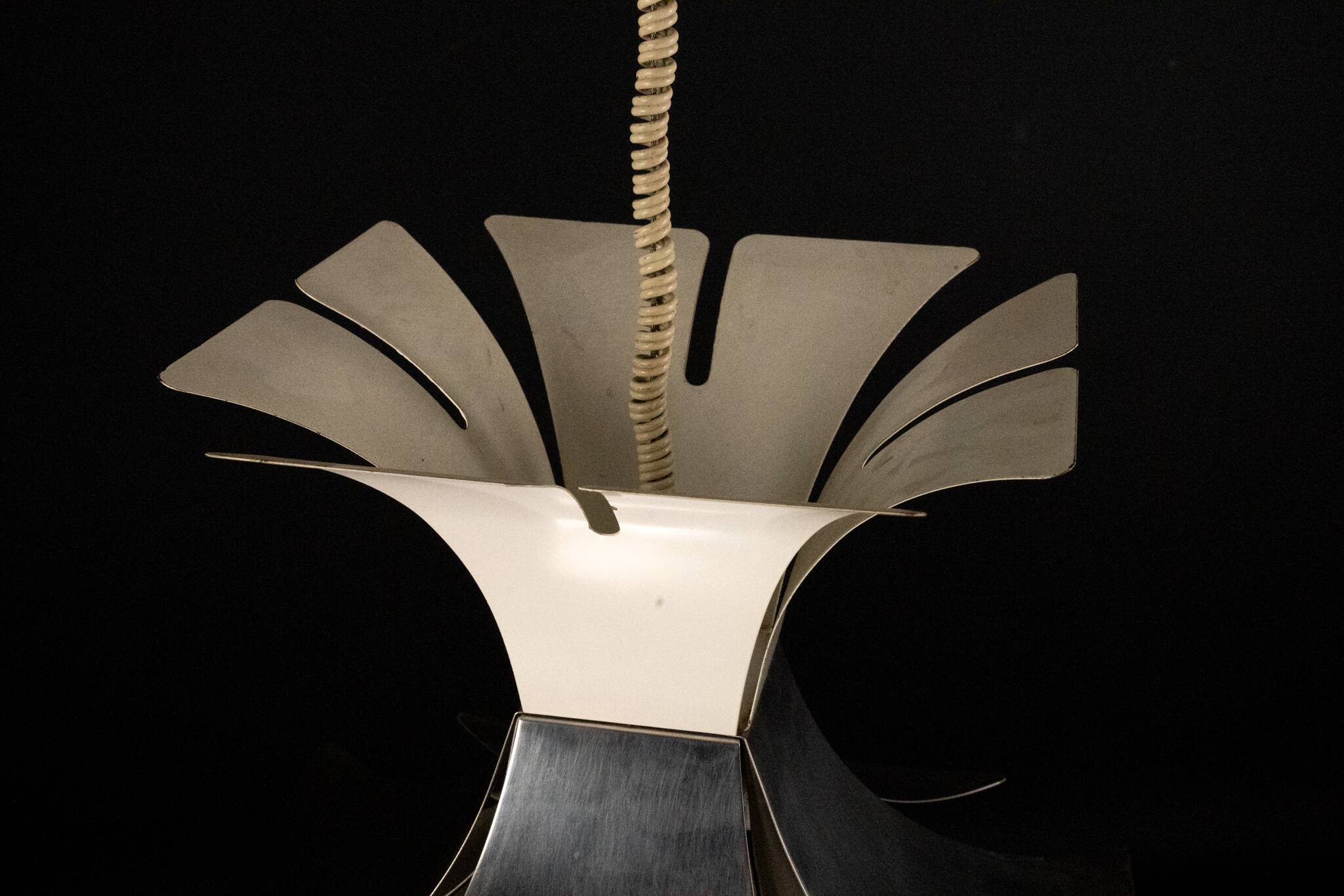 1970s Goffredo Reggiani Style Lacquer & Chrome Chandelier