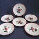 6 flat plates decorated with pink trifle in sarreguemines earthenware