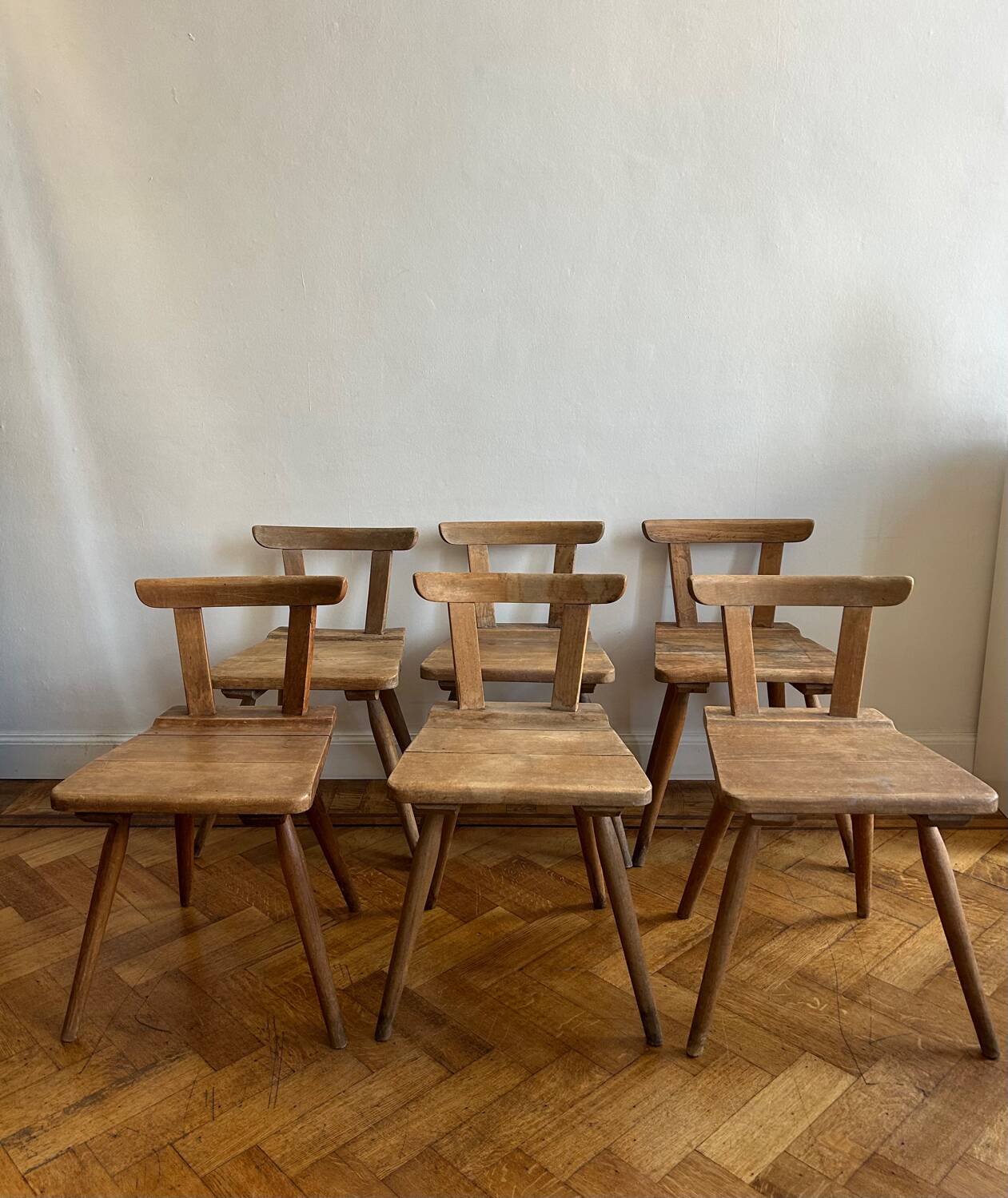 Set of 6 primitive folk art chairs