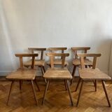 Set of 6 primitive folk art chairs