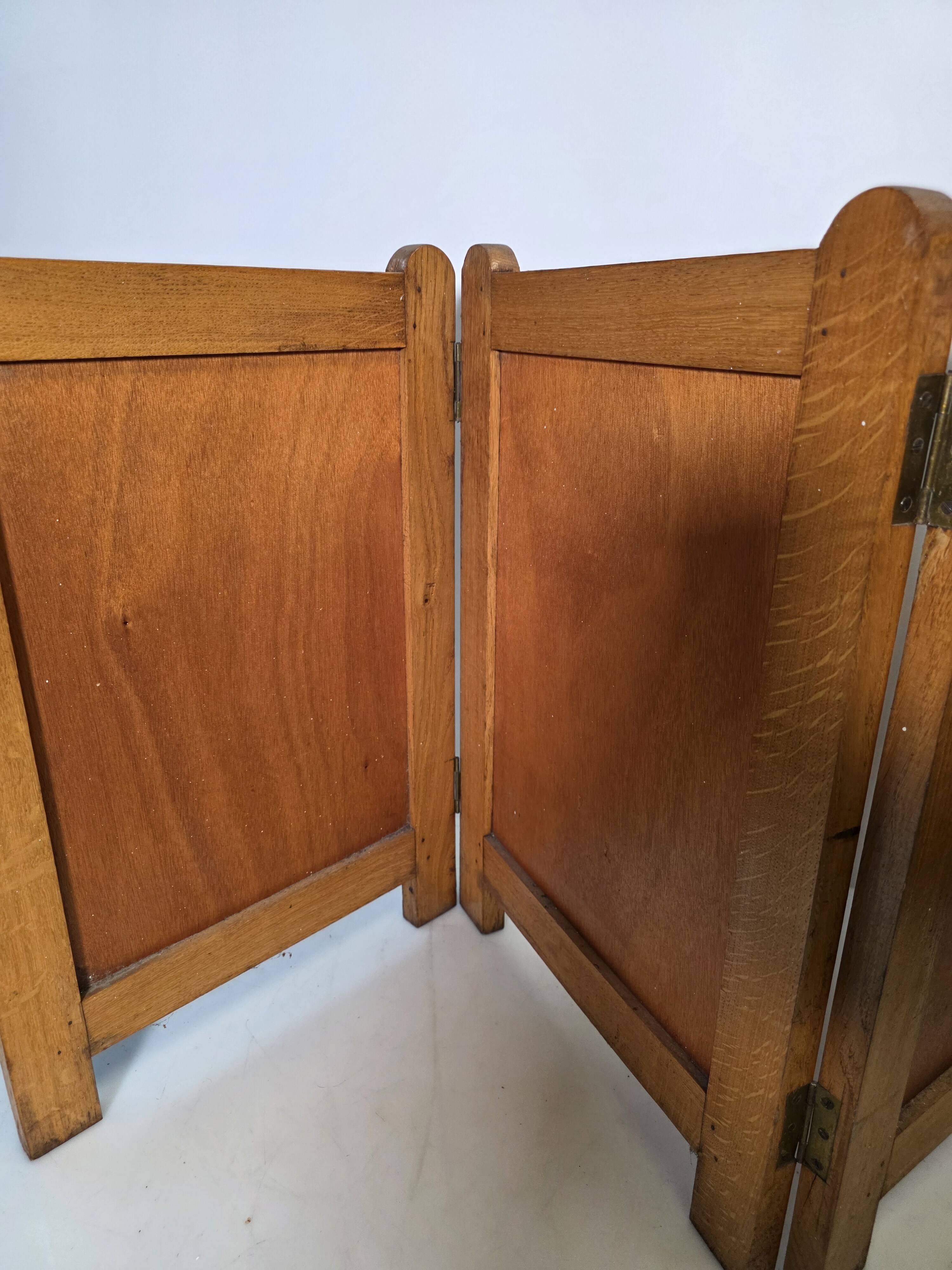 Old oak three-panel fire screen