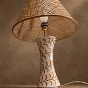 Ceramic lamp with cane shade, Nuova Capodimonte, circa 1970