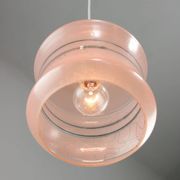 Vintage Italian Chrome and Pink Glass Pendant Lamp