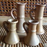 Set de 4 bougeoirs en grès
