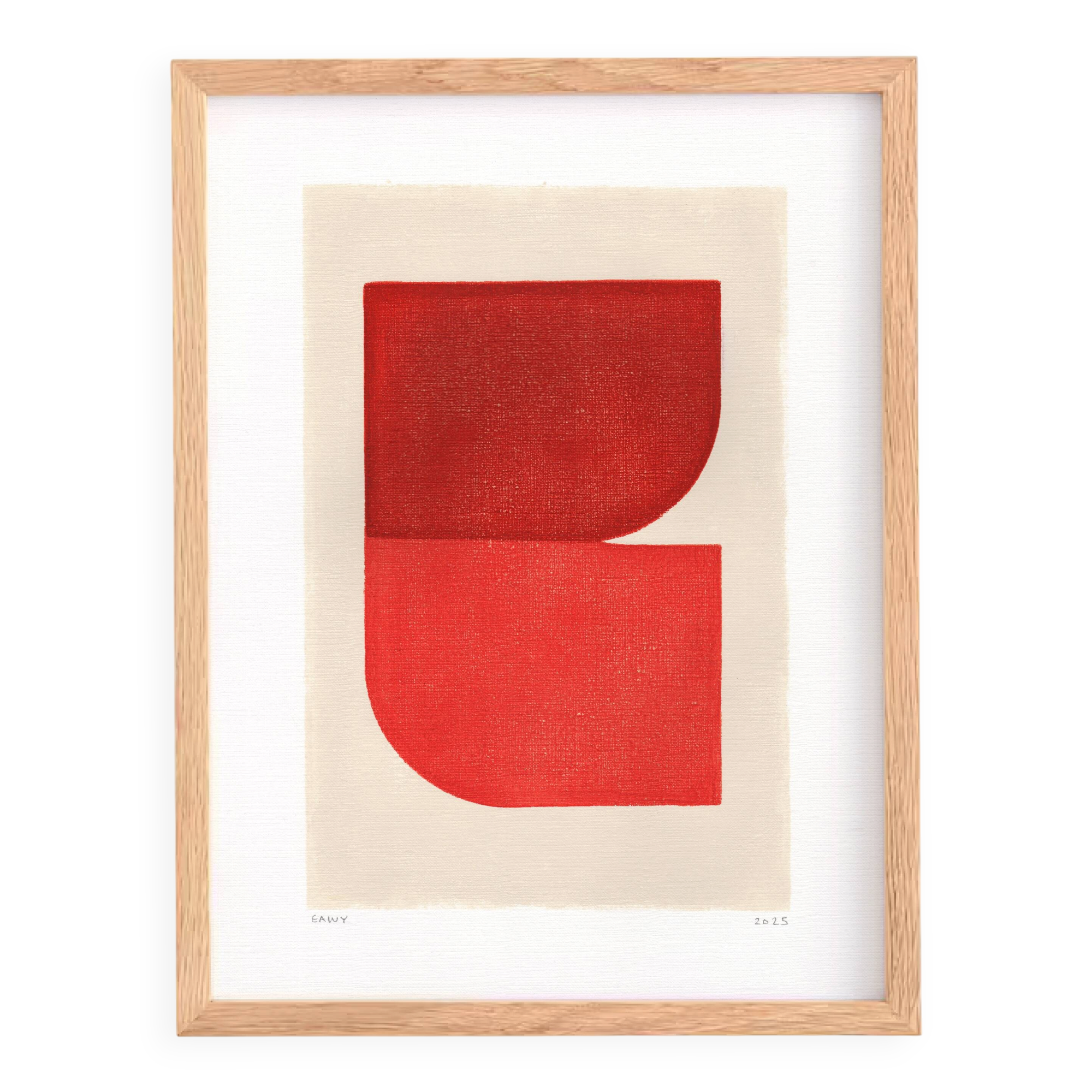 Abstract painting 30x40cm minimalist illustration red signed Eawy
