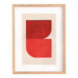 Abstract painting 30x40cm minimalist illustration red signed Eawy