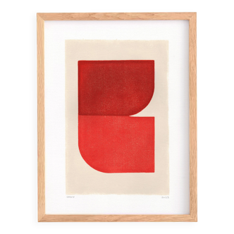 Abstract painting 30x40cm minimalist illustration red signed Eawy