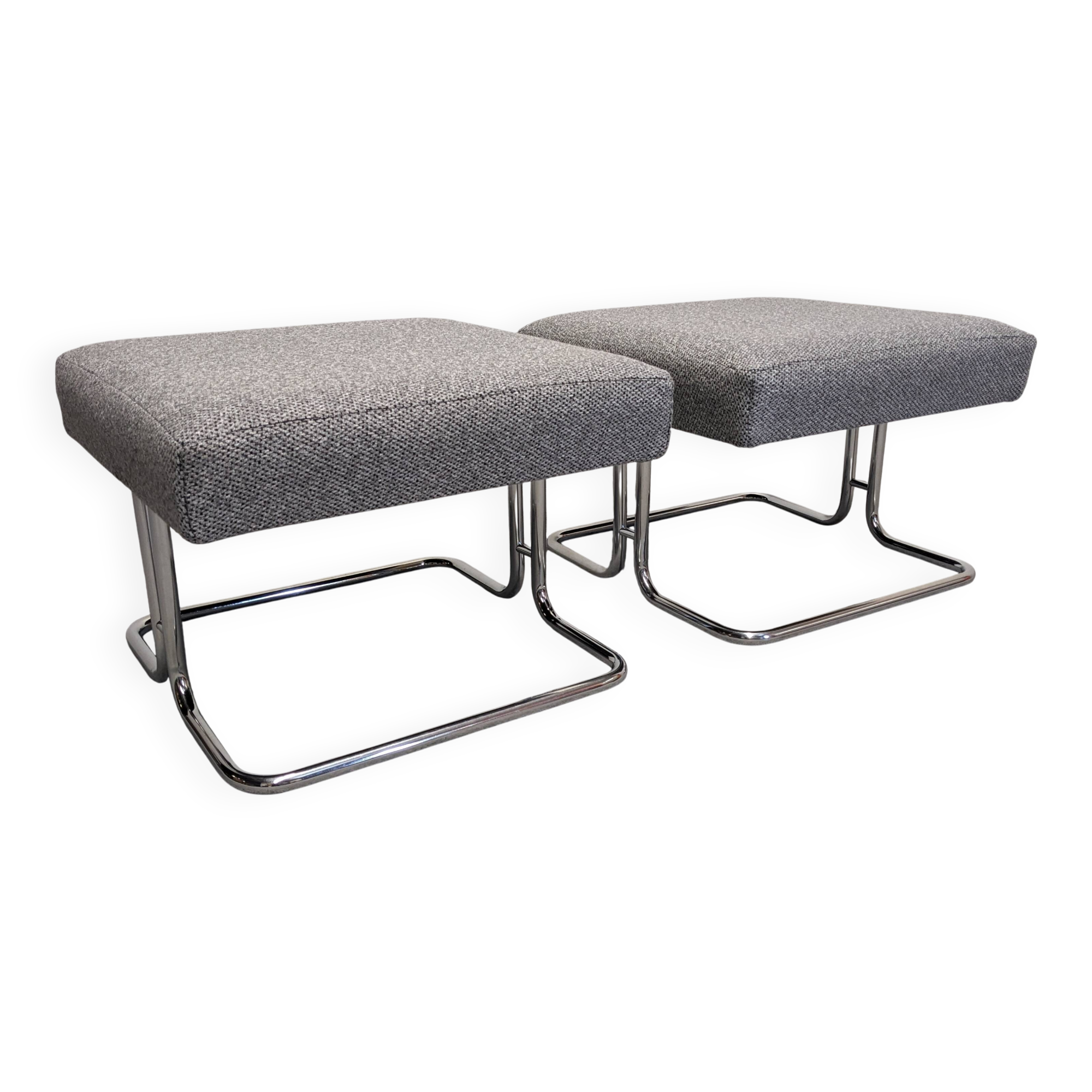 Pair of low stools or tubular ottomans Space Age, France circa 1970.