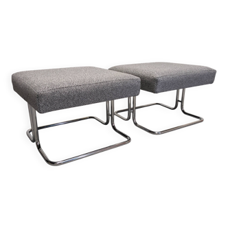 Pair of low stools or tubular ottomans Space Age, France circa 1970.