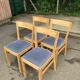 4 Scandinavian chairs in solid wood and blue fabric