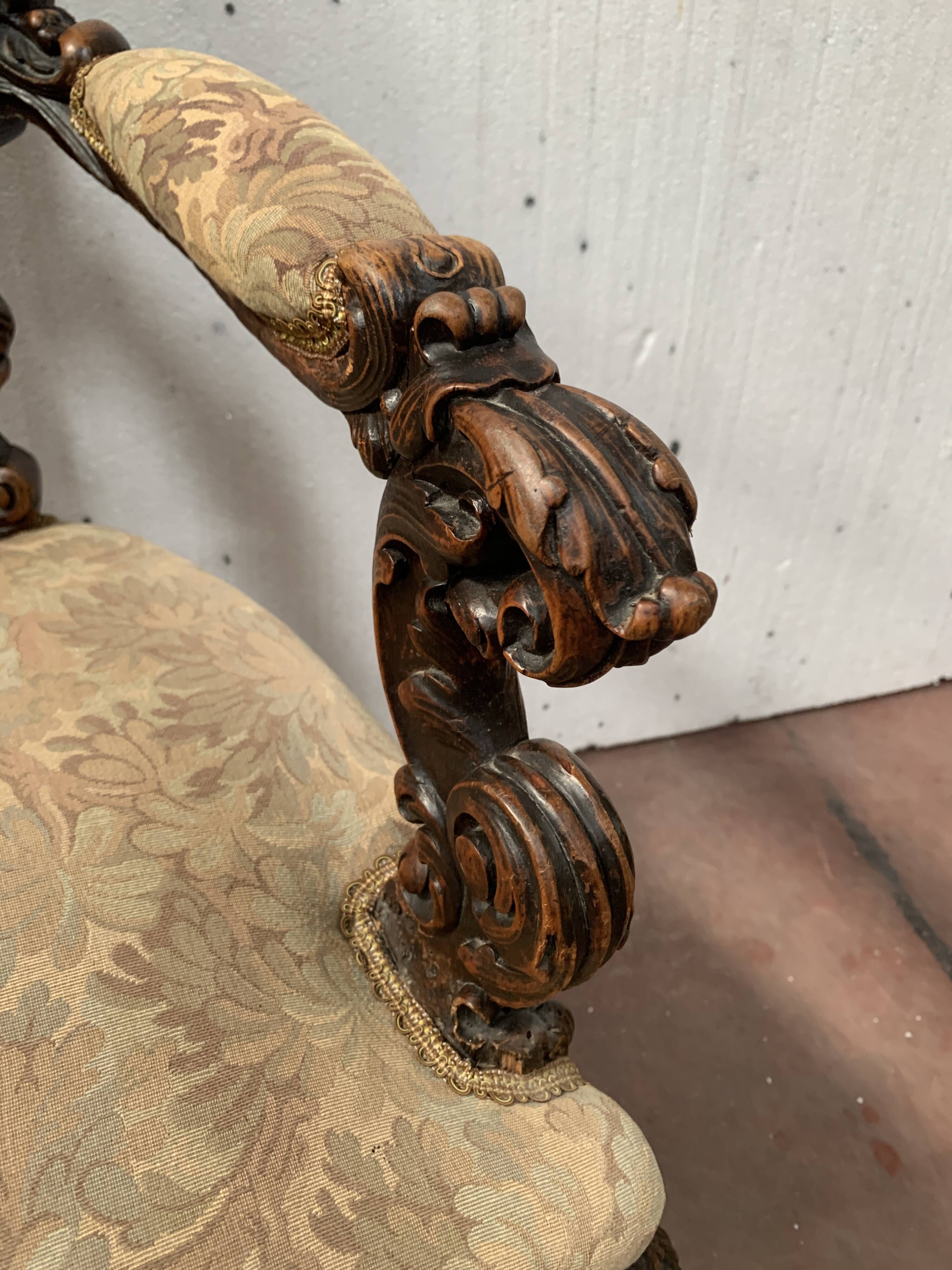 Richly carved Napoleon III ceremonial armchair