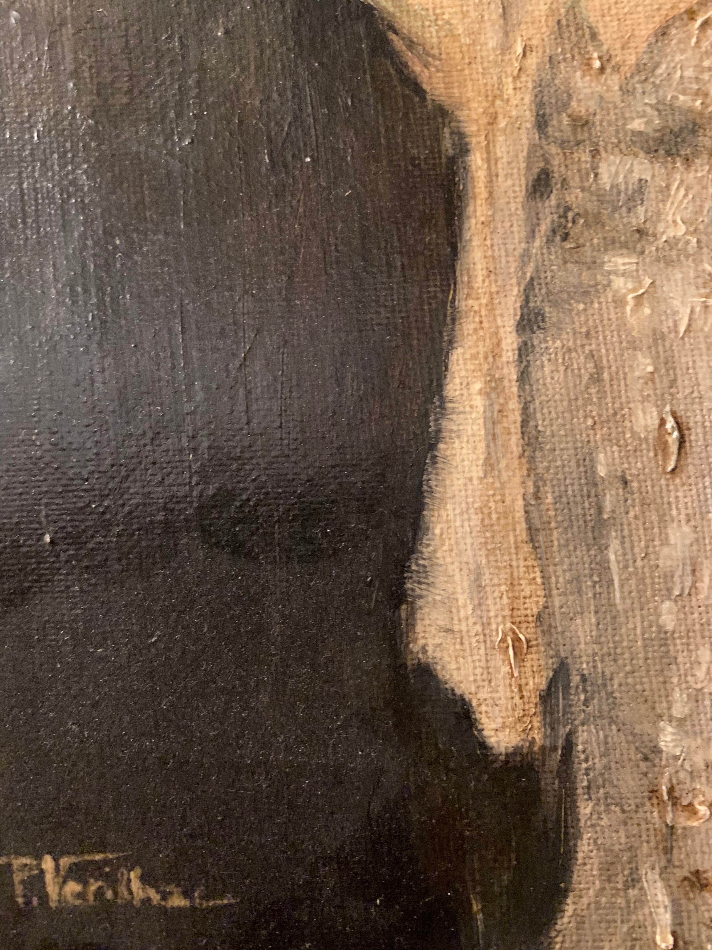 Oil on canvas signed female portrait the belle époque