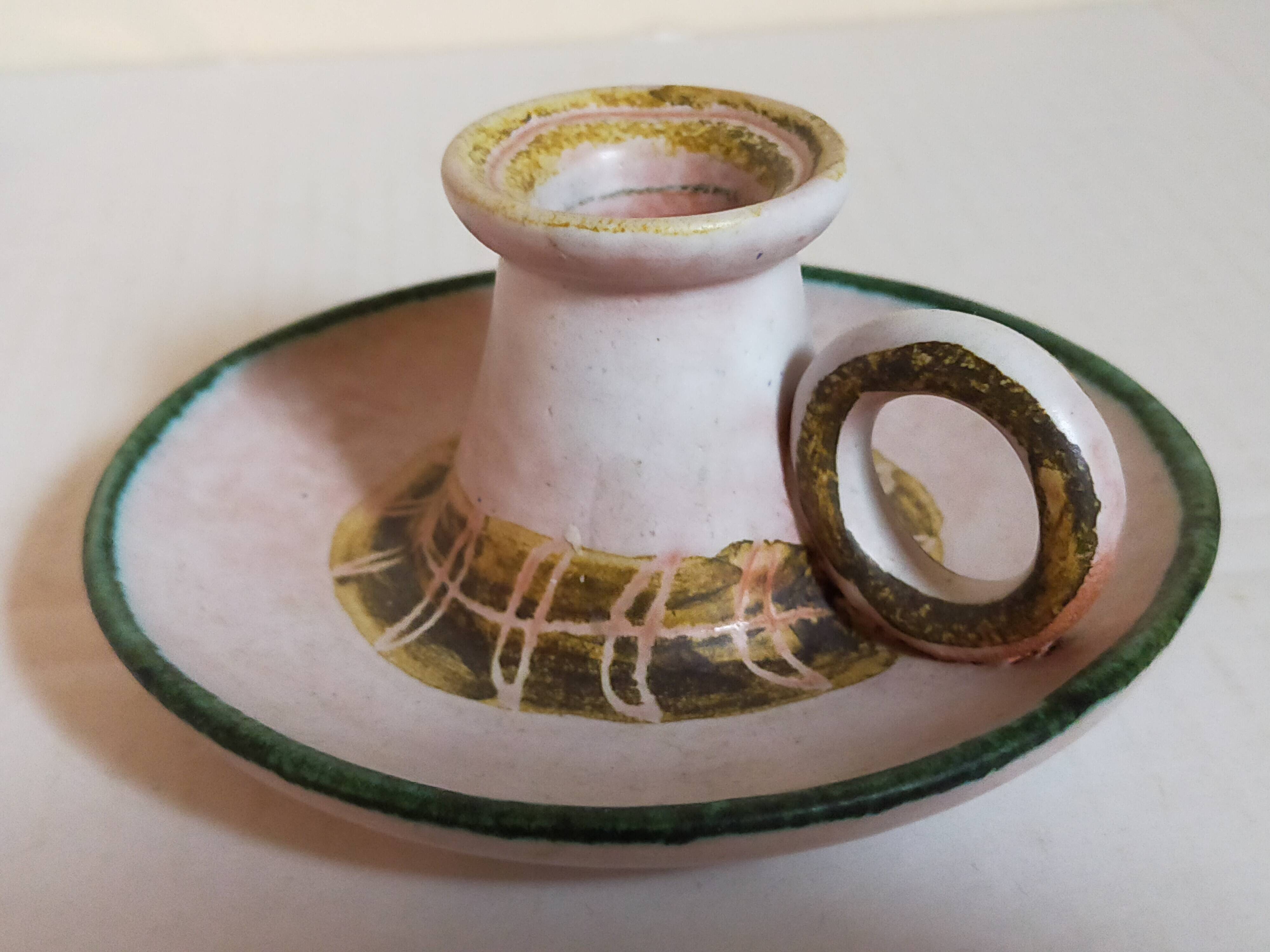 Duo of 50s ceramic hand candle holders