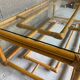 Table basse rotin plateau verre vintage 1970
