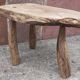 Brutalist coffee table in solid wood, tripod. (Popular art)