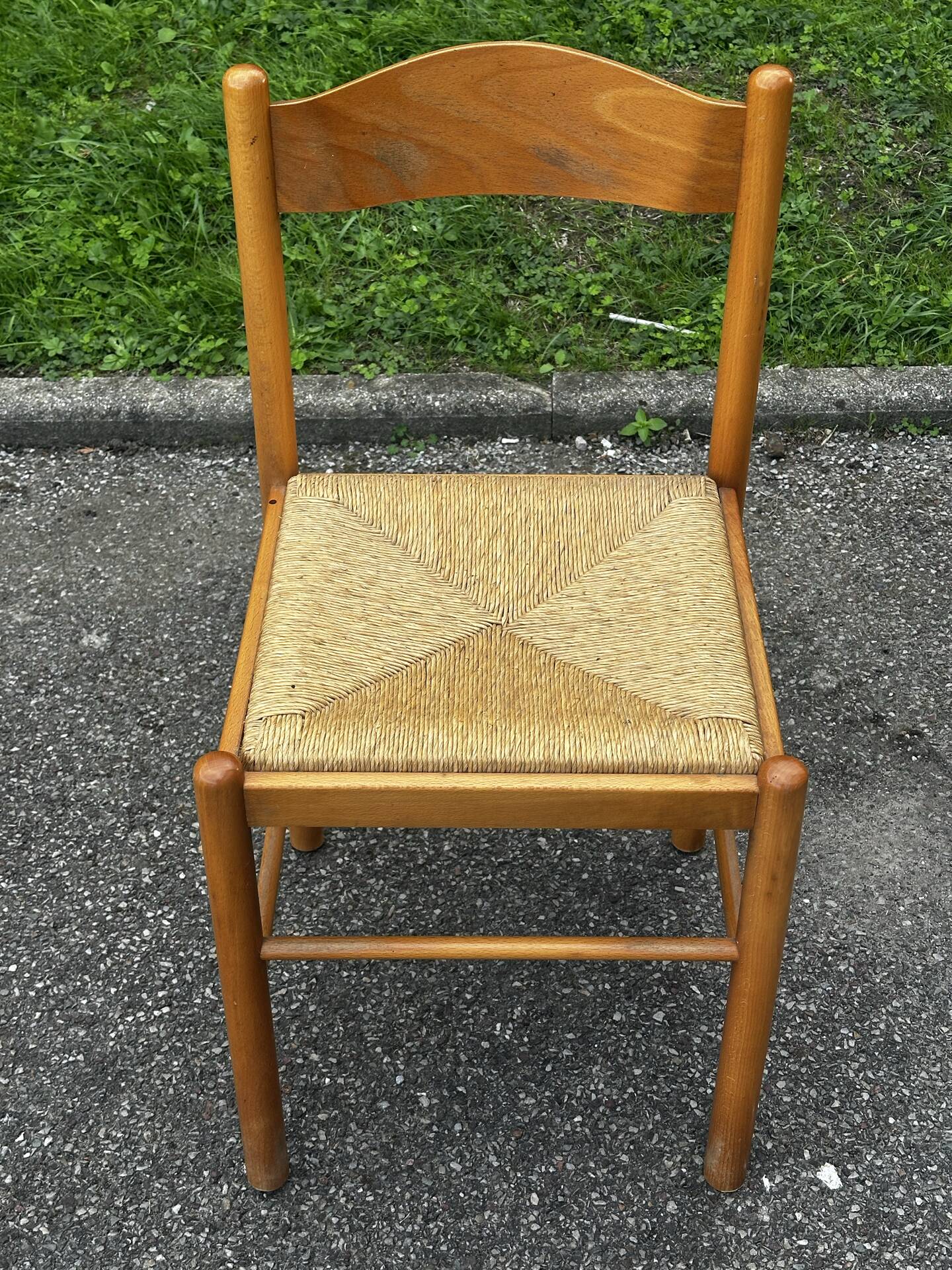 Paire de chaises en bois et paille – années 50-60