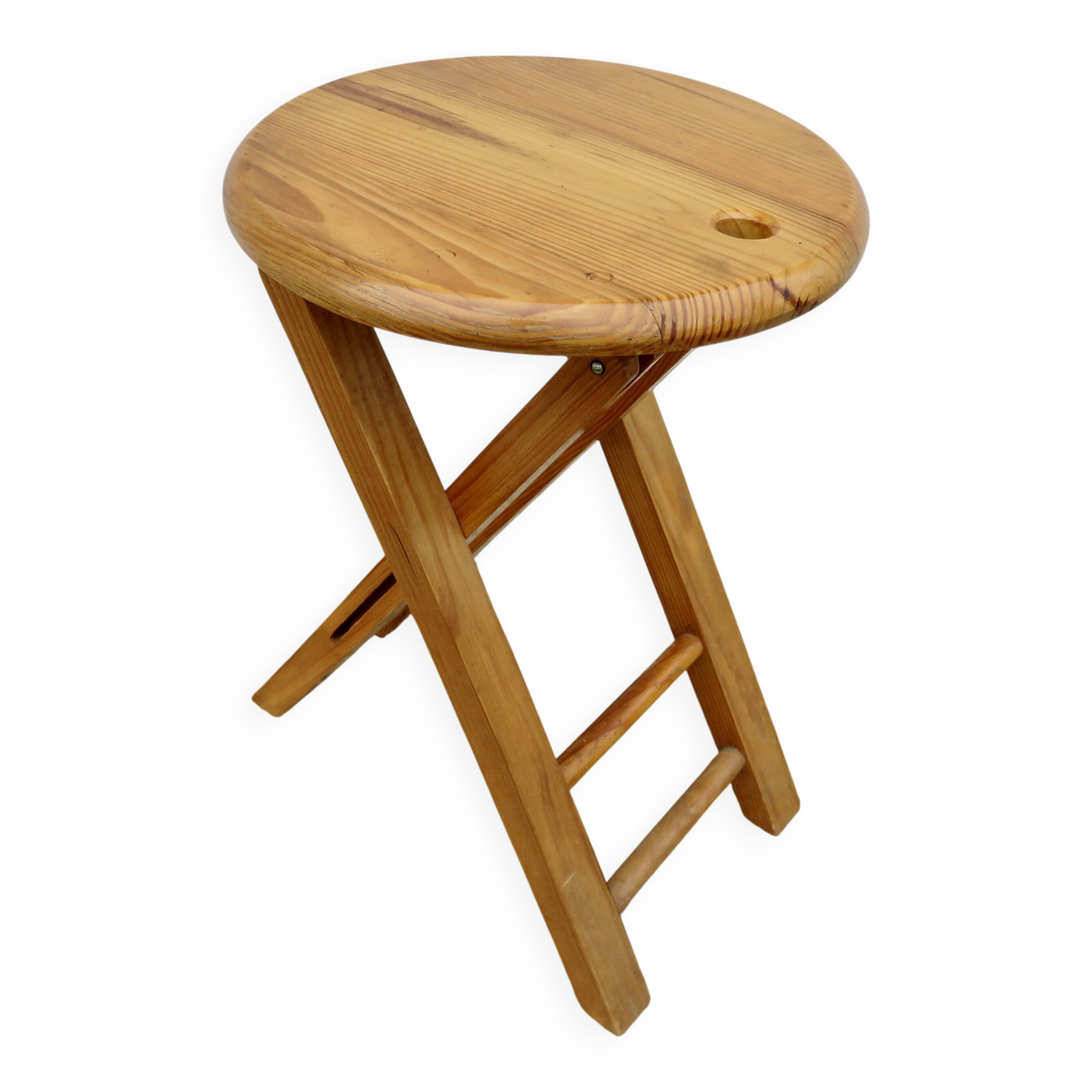 Folding stool in the style of Roger Tallon or Adrian Reed, circa 1970.