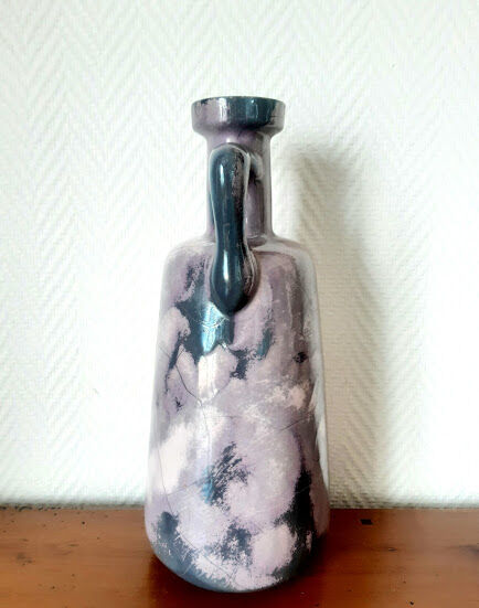 Vintage cracked ceramic bottle vase